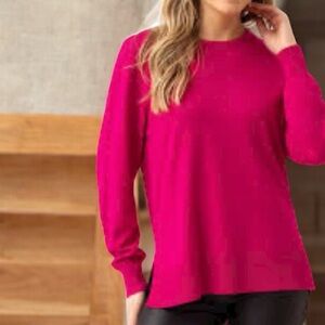 MARBLE Fuchsia Long Sleeve Split Side Top - L - NWT
